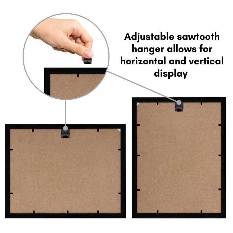 Americanflat 10x12 Picture Frame with Shatter-Resistant Glass - Use as 8x10 Frame with Mat or Display 10x12 Photo Without Mat - Signature Collection - Picture Frames for Wall Display - Black - Image 5