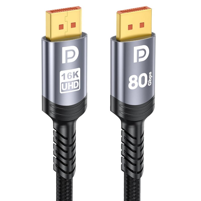 80Gbps DisplayPort Cable 2.1 16K DP Cable 16K@60Hz 8K@240Hz Ultra High Speed For Desktop PC Laptop Monitor Aluminum Alloy Shielding 2m - Image 1