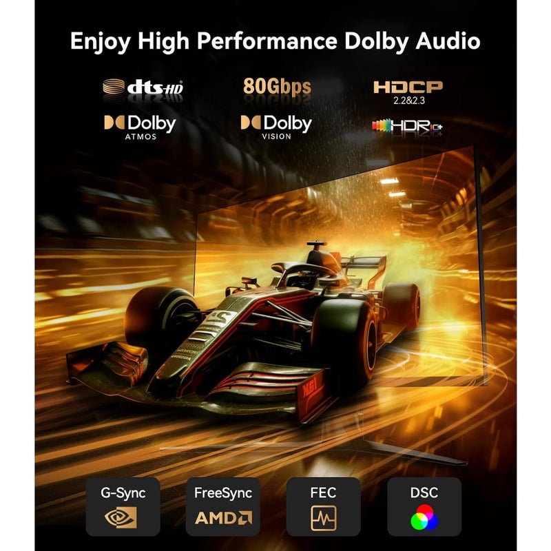 80Gbps DisplayPort Cable 2.1 16K DP Cable 16K@60Hz 8K@240Hz Ultra High Speed For Desktop PC Laptop Monitor Aluminum Alloy Shielding 2m - Image 3