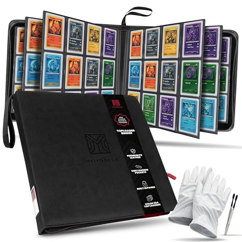 MEIYODECK Toploader Binder | Holds 384 Toploaders | 12-Pocket | Ringless Double-Sided Pockets | Includes Collector Tweezers & Gloves | Premium Top Loader Binder for Trading Cards, Pokemon, Yu-Gi-Oh & TCG - Image 1