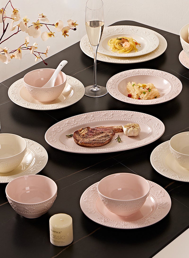 25 - Piece Strawberry Cream - Style Underglaze Color Embossed Ceramic Dinnerware Set, High - End Gift Box Packaging, Ideal For Home Use & Housewarming Gifts - Image 3