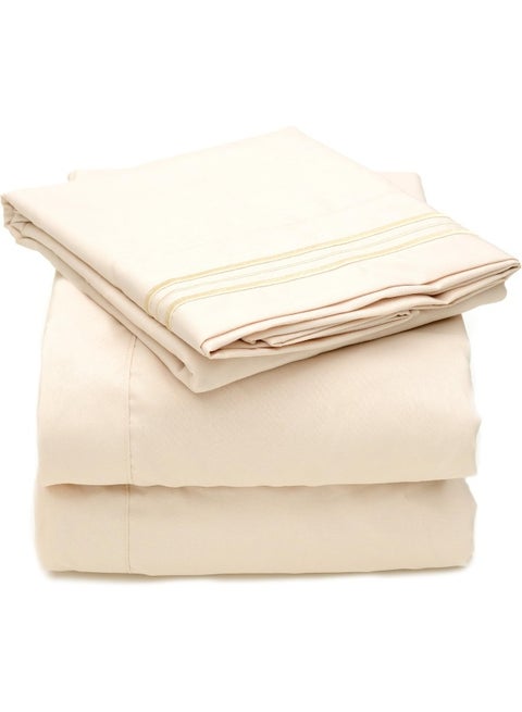 Sweet Home Collection 4 Piece 2000 All Size 12 Colors Collection Egyptian Quality Deep Pocket Bed Sheet Set, Queen, Beige
