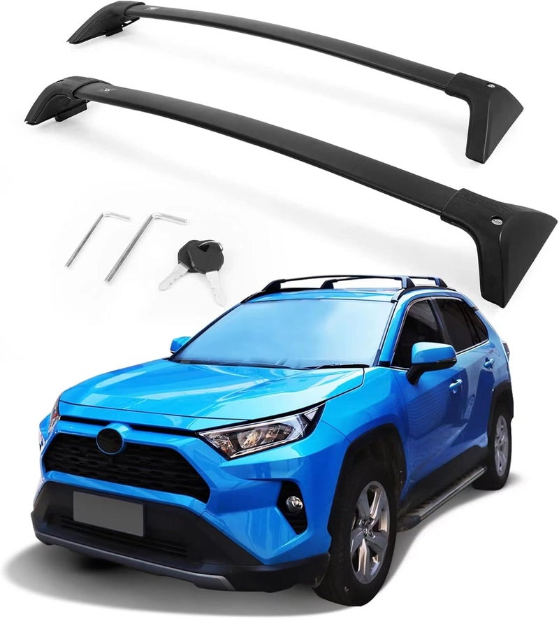Autekcomma Roof Rack Cross Bars for Toyota RAV4 2019-2025 (Not Fit 2024 LE/Adventure/TRD Off-Road/Hybrid Woodland Edition). Anti-Theft Lock Mechanism Black Matte Aluminum Anti-Corrosion Crossbars - Image 1