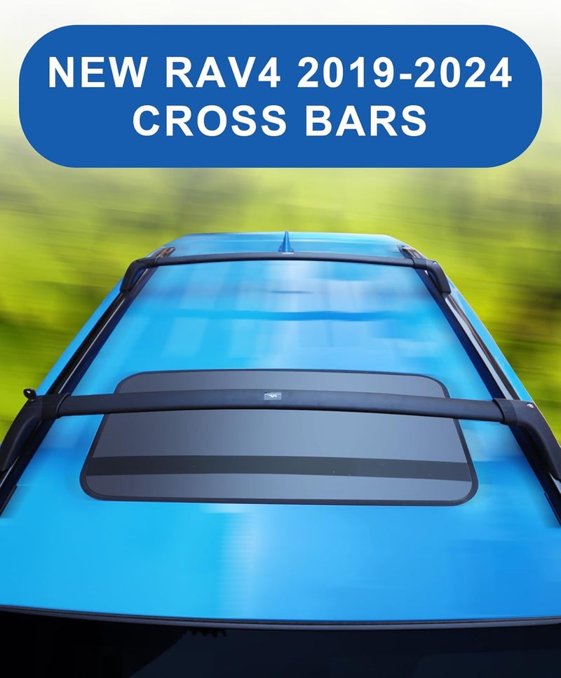 Autekcomma Roof Rack Cross Bars for Toyota RAV4 2019-2025 (Not Fit 2024 LE/Adventure/TRD Off-Road/Hybrid Woodland Edition). Anti-Theft Lock Mechanism Black Matte Aluminum Anti-Corrosion Crossbars - Image 2