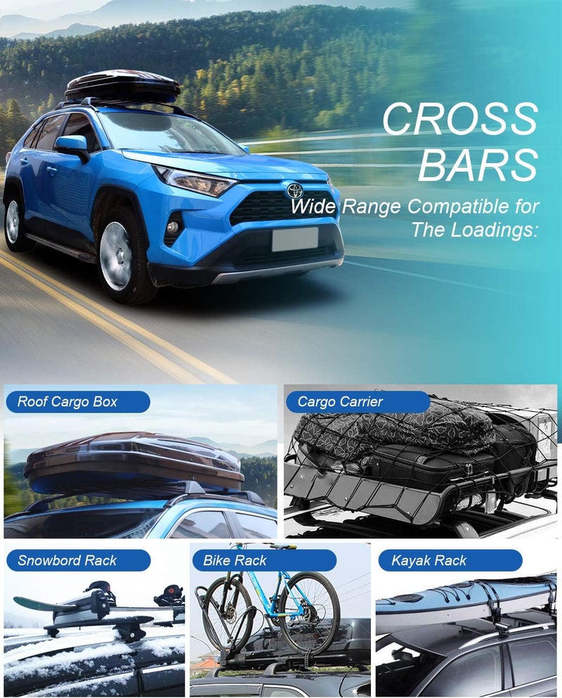 Autekcomma Roof Rack Cross Bars for Toyota RAV4 2019-2025 (Not Fit 2024 LE/Adventure/TRD Off-Road/Hybrid Woodland Edition). Anti-Theft Lock Mechanism Black Matte Aluminum Anti-Corrosion Crossbars - Image 5