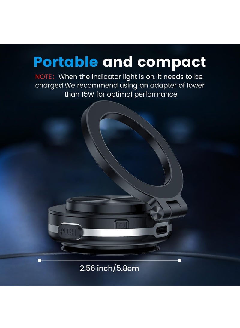 Necomi Electric Vacuum Magnetic Car Phone Holder,360° Rotating Magnetic Cell Phone Holder,Strong Suction for Car/Gym/Mirror/Smooth Surface(Black) - Image 4