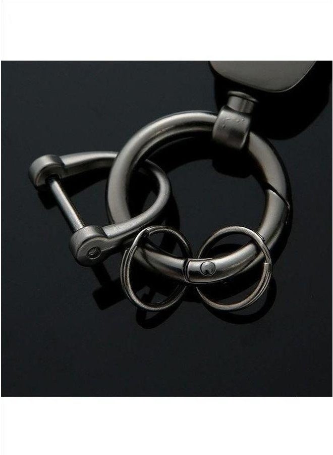 سيارة PU الجلد معدنية سلسلة المفاتيح - حلقة سبيكة الزنك الجلد 360 درجة الدوار - سيارة عالمية معصم الفرقة - مفتاح حقيبة المدرسة ديكور السيارة قلادة - أسود / إرسال مسمار - Image 3