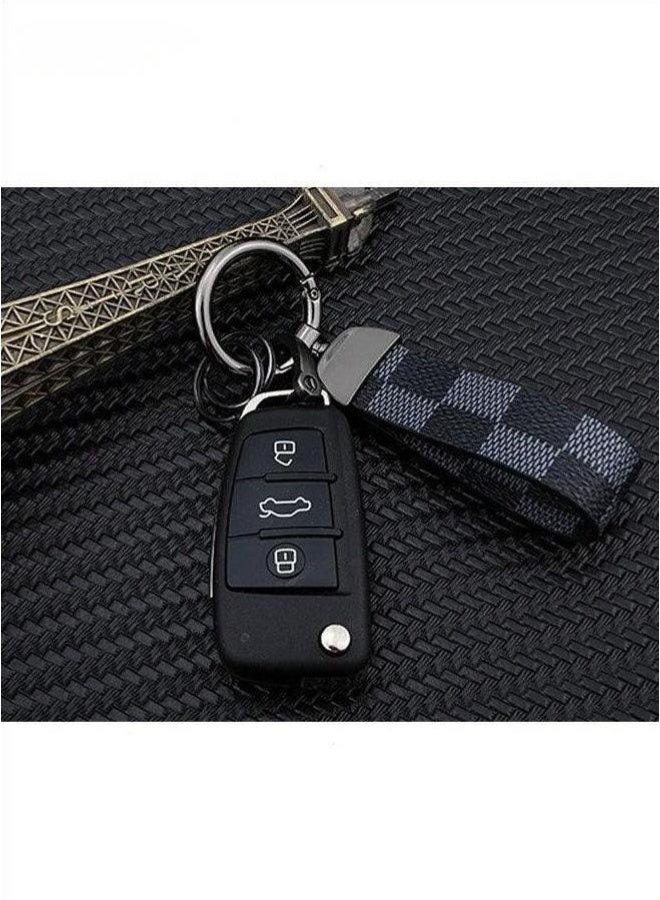 سيارة PU الجلد معدنية سلسلة المفاتيح - حلقة سبيكة الزنك الجلد 360 درجة الدوار - سيارة عالمية معصم الفرقة - مفتاح حقيبة المدرسة ديكور السيارة قلادة - أسود / إرسال مسمار - Image 5