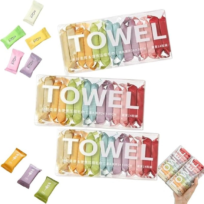 KASQUE Compressed Towels Tablets Disposable Face Compressed Towels 28 x 24 cm Soft Wipe Face Washcloths Portable Coin Tissue Paper for Outdoor Travel Camping Hotel Beauty Salon Pack of 42