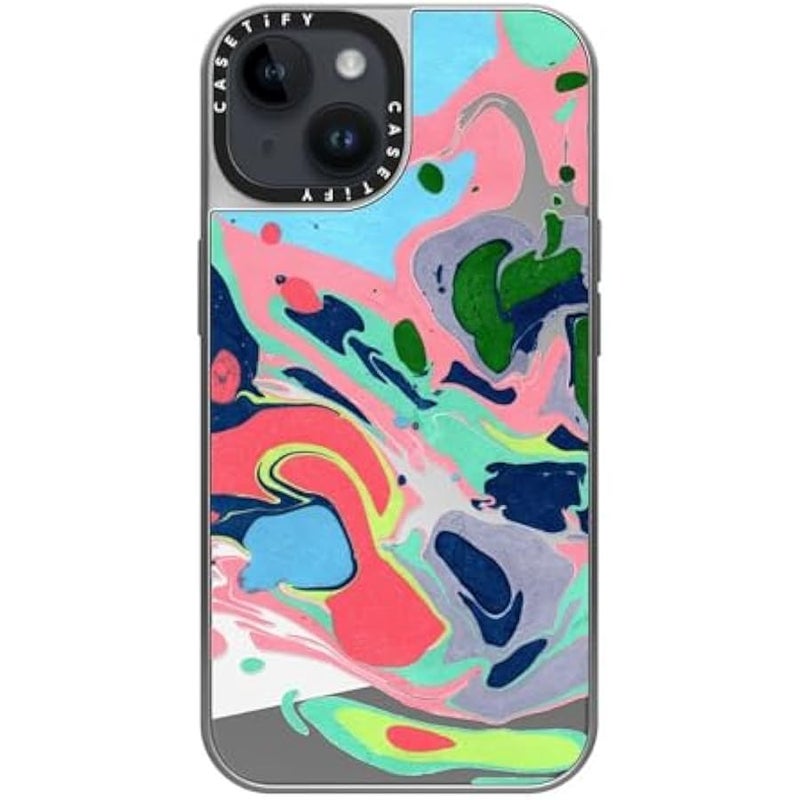 Casetify Mirror Case for iPhone 14 【Reflective / 4.9ft Drop Protection/Compatible with Magsafe】 - Simply MARBELLOUS - Silver on Silver - Image 5