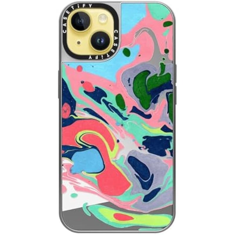 Casetify Mirror Case for iPhone 14 【Reflective / 4.9ft Drop Protection/Compatible with Magsafe】 - Simply MARBELLOUS - Silver on Silver - Image 3