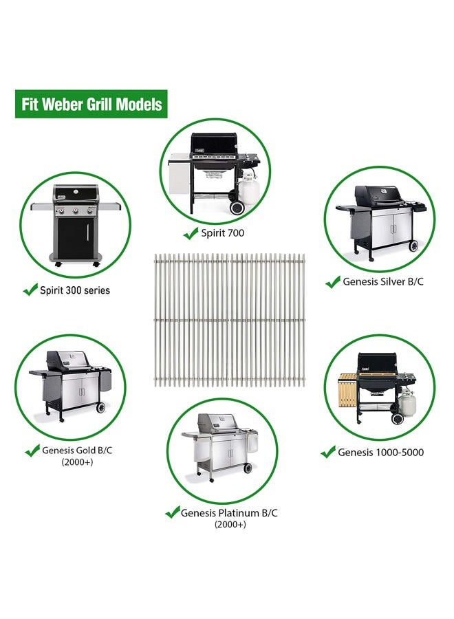 LOCVCDA 17.5" Stainless Steel 7639 Gas Grill Grates for Weber Spirit 300 Series, Spirit 700, Genesis Silver B/C, Genesis Silver B & C, Genesis Gold B & C, Genesis Platinum B & C, Genesis 1000-3500 - Image 3