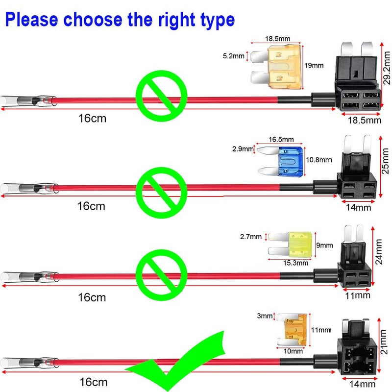 Gebildet 12V-24V Low Profile Add-a-Circuit Fuse Tap, Miniature Piggy Back Blade Fuse Holder with Wire Harness, 6 pcs Fuse (3A 5A 7.5A 10A 15A 20A) and Fuse Puller (Pack of 4) - Image 2