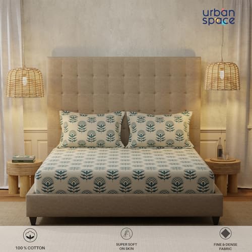 Urban Space Serene 200 TC 100% Cotton Bedsheet for Single Bed with 1 Pillow Cover (Size 58 x 90 inches, Bloom ray Rose Pink), Small_Single - Image 5