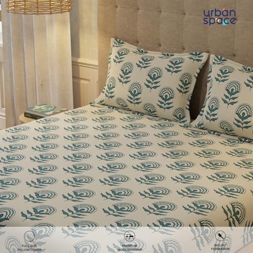 Urban Space Serene 200 TC 100% Cotton Bedsheet for Single Bed with 1 Pillow Cover (Size 58 x 90 inches, Bloom ray Rose Pink), Small_Single - Image 4