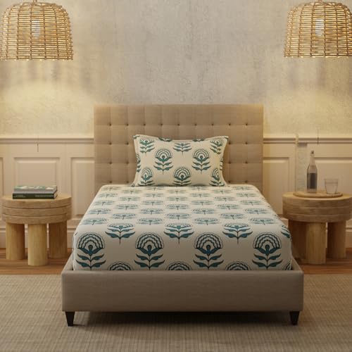 Urban Space Serene 200 TC 100% Cotton Bedsheet for Single Bed with 1 Pillow Cover (Size 58 x 90 inches, Bloom ray Rose Pink), Small_Single - Image 2