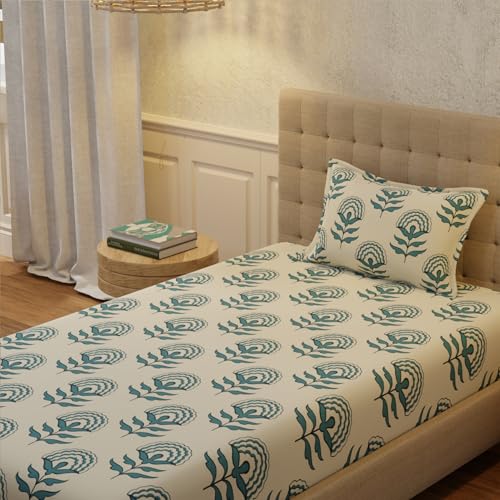 Urban Space Serene 200 TC 100% Cotton Bedsheet for Single Bed with 1 Pillow Cover (Size 58 x 90 inches, Bloom ray Rose Pink), Small_Single - Image 1