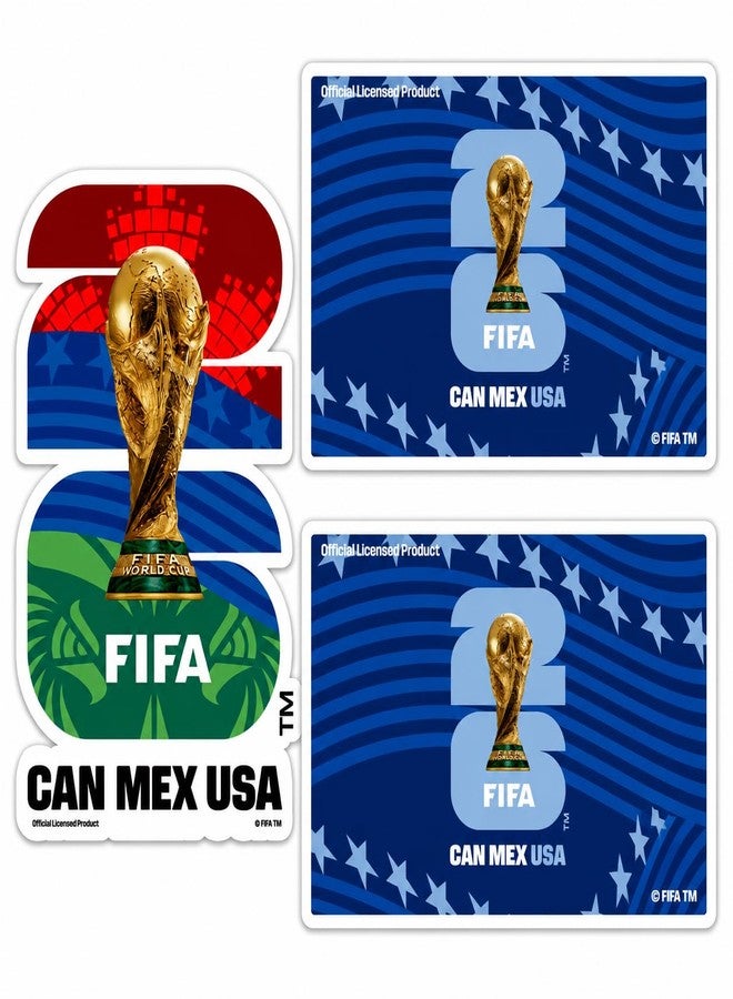 ميسوكا مجموعة ملصقات سيارات رسمية مرخصة من الاتحاد الدولي لكرة القدم (FIFA) لكأس العالم 2026 - 3 ملصقات فينيل مقاومة للماء لكرة القدم لنوافذ السيارة والكمبيوتر المحمول والأمتعة، هدية رائعة لمحبي كرة القدم - Image 1