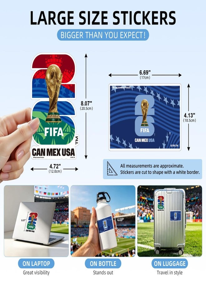 ميسوكا مجموعة ملصقات سيارات رسمية مرخصة من الاتحاد الدولي لكرة القدم (FIFA) لكأس العالم 2026 - 3 ملصقات فينيل مقاومة للماء لكرة القدم لنوافذ السيارة والكمبيوتر المحمول والأمتعة، هدية رائعة لمحبي كرة القدم - Image 2