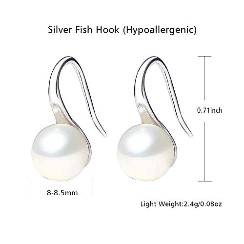 FIFATA Fashion Silver Pearl Earrings for Women 8-8.5mm Classical Drop Dangle Earrings Jewelry - Image 4