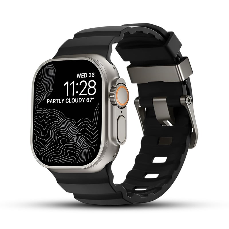 Dado Rugged Silicone Band Compatible with Apple Watch Series Ultra 2 10 9 8 Ultra 8 7 49464544mm HeavyDuty Sport Protective Design Replacement Strap 49464544mm Silicone No - Image 2