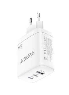 Faster 67W QC 3.0 USB-C Fast Charger - Compact Wall Adapter for iPhone and Android, Laptop, Macbook - 67 Watt PD Charger Block for Mobile Phone, Portable and Fast Charging with 2 USB-C and 1 USB-A Ports  - Image 2