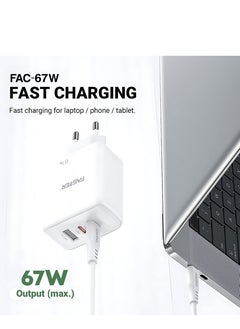 Faster 67W QC 3.0 USB-C Fast Charger - Compact Wall Adapter for iPhone and Android, Laptop, Macbook - 67 Watt PD Charger Block for Mobile Phone, Portable and Fast Charging with 2 USB-C and 1 USB-A Ports  - Image 4