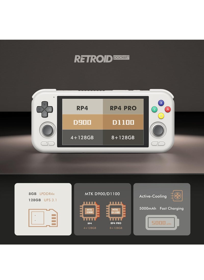 Retroid Pocket 4 Pro Retro Game Handheld Console, Android Retro Game Console Multiple Emulators Console Handheld 4.7 Inch Display 5000mAh Battery Classic Games Console (Black)
