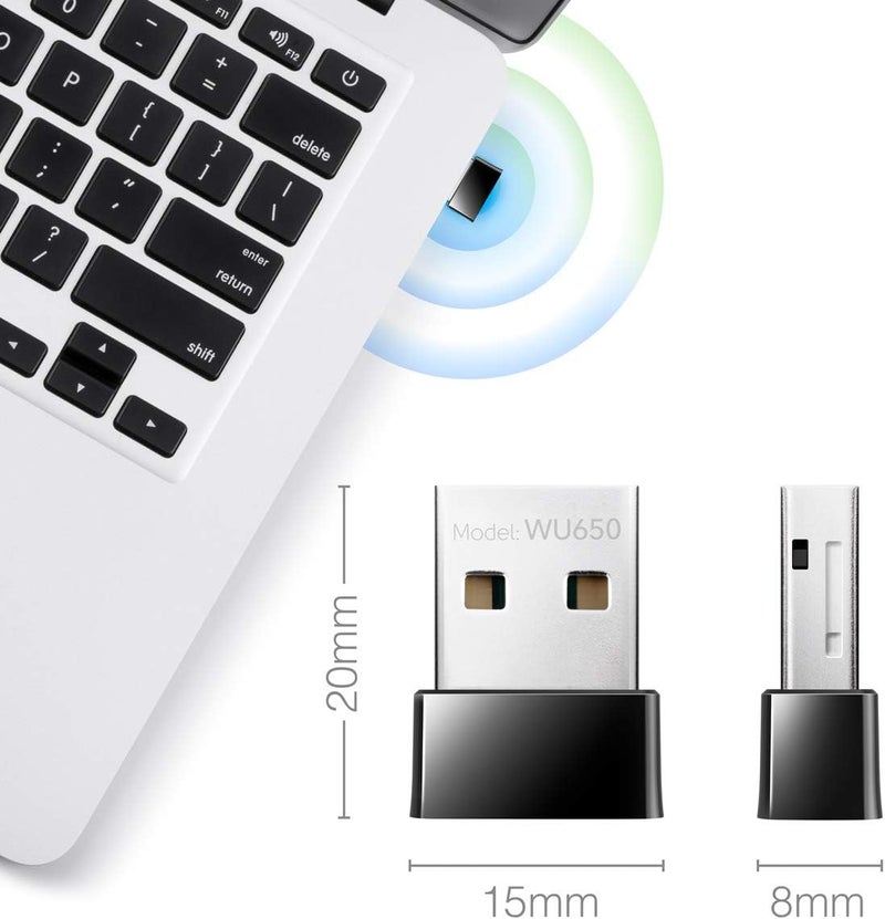 cudy AC 650Mbps USB WiFi Adapter for PC, 5GHz/2.4GHz Wireless Dongle, WiFi, USB Wireless Adapter for Laptop - Nano Size, Compatible with Windows XP / 7/8.x /10/11, Mac OS - Image 2