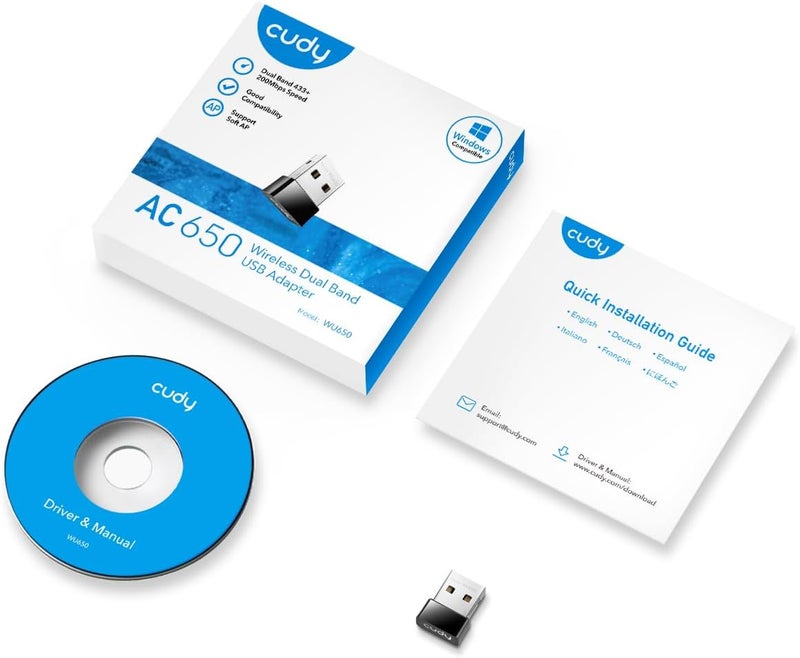 cudy AC 650Mbps USB WiFi Adapter for PC, 5GHz/2.4GHz Wireless Dongle, WiFi, USB Wireless Adapter for Laptop - Nano Size, Compatible with Windows XP / 7/8.x /10/11, Mac OS - Image 5