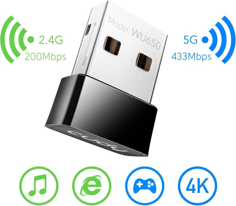 cudy AC 650Mbps USB WiFi Adapter for PC, 5GHz/2.4GHz Wireless Dongle, WiFi, USB Wireless Adapter for Laptop - Nano Size, Compatible with Windows XP / 7/8.x /10/11, Mac OS - Image 1