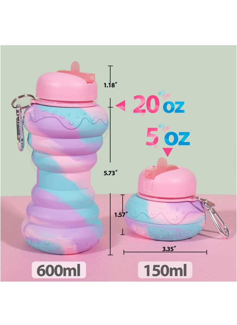 Excefore - Collapsible Water Bottle Leak Proof Twist Cap BPA Free Silicone Foldable, Portable Sports Cups with Flip Spout for Gym Camping Sports Lightweight Travel Bottle, 20 oz - Image 1