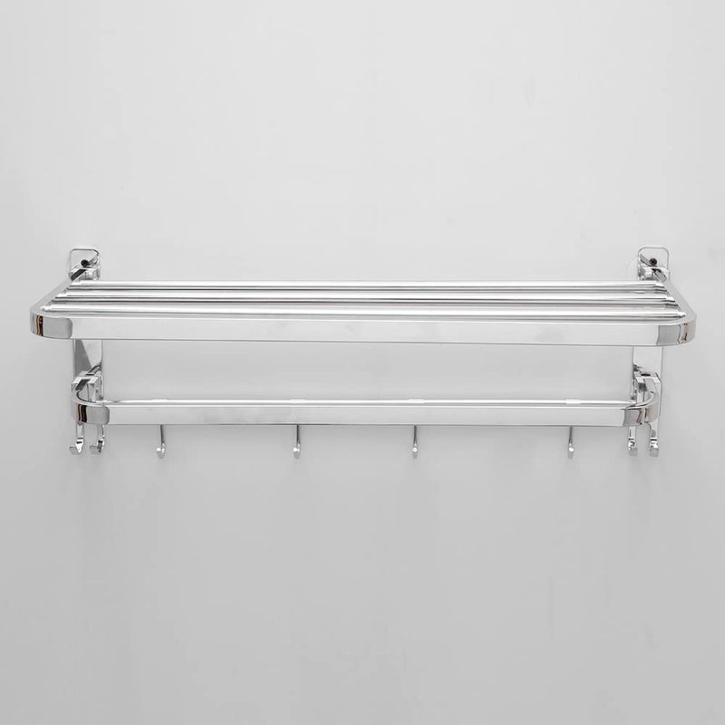 SAMANEA TR-D24 Luxury Stainless Steel Dual Folding Towel Rack for Bathroom (24 inch, Chrome, SS304) - Image 3