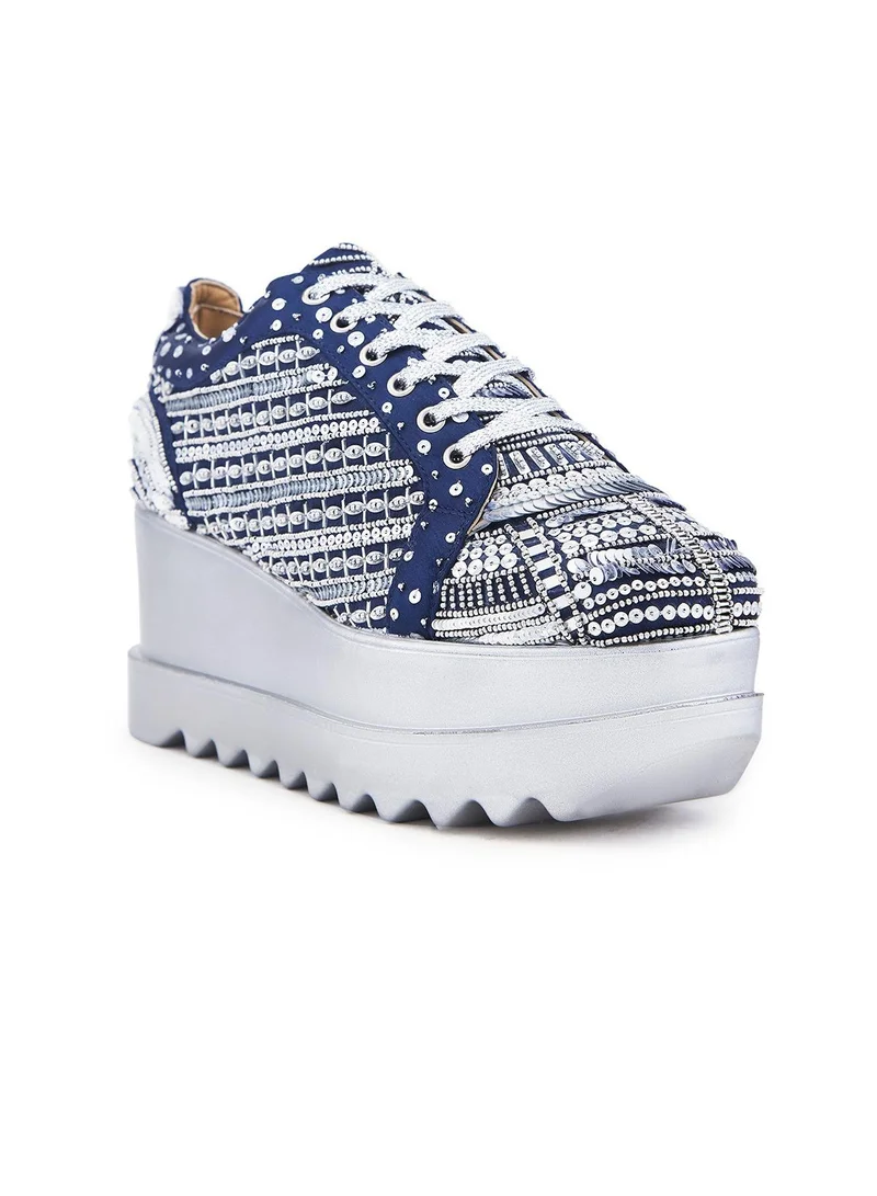 Anaar Anaar Triple Seven WEDGE SNEAKERS, Womens Festive, Special Occasion and Partywear Premium Shoes
