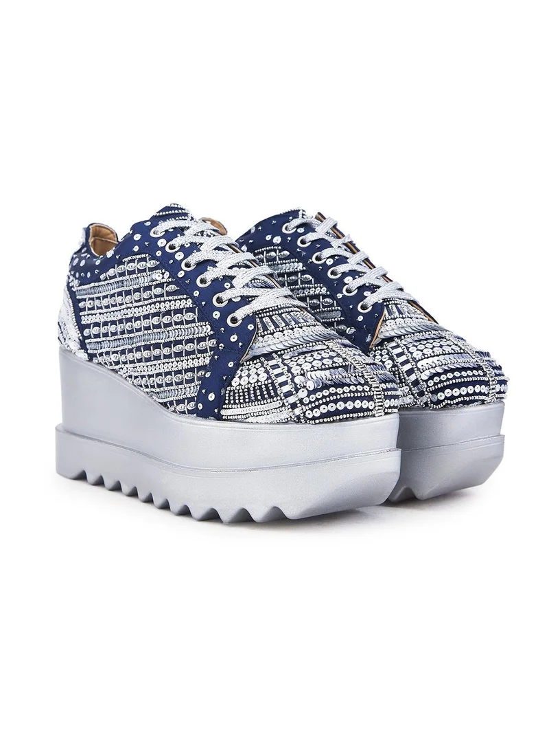 Anaar Anaar Triple Seven WEDGE SNEAKERS, Womens Festive, Special Occasion and Partywear Premium Shoes