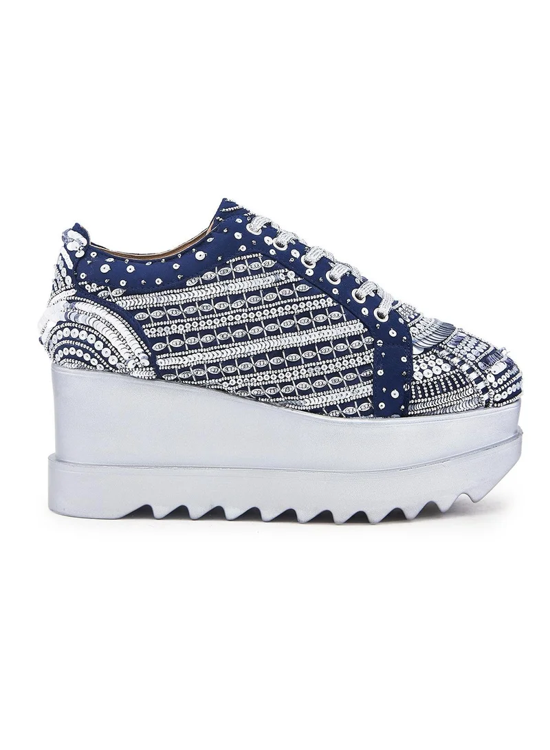 Anaar Anaar Triple Seven WEDGE SNEAKERS, Womens Festive, Special Occasion and Partywear Premium Shoes