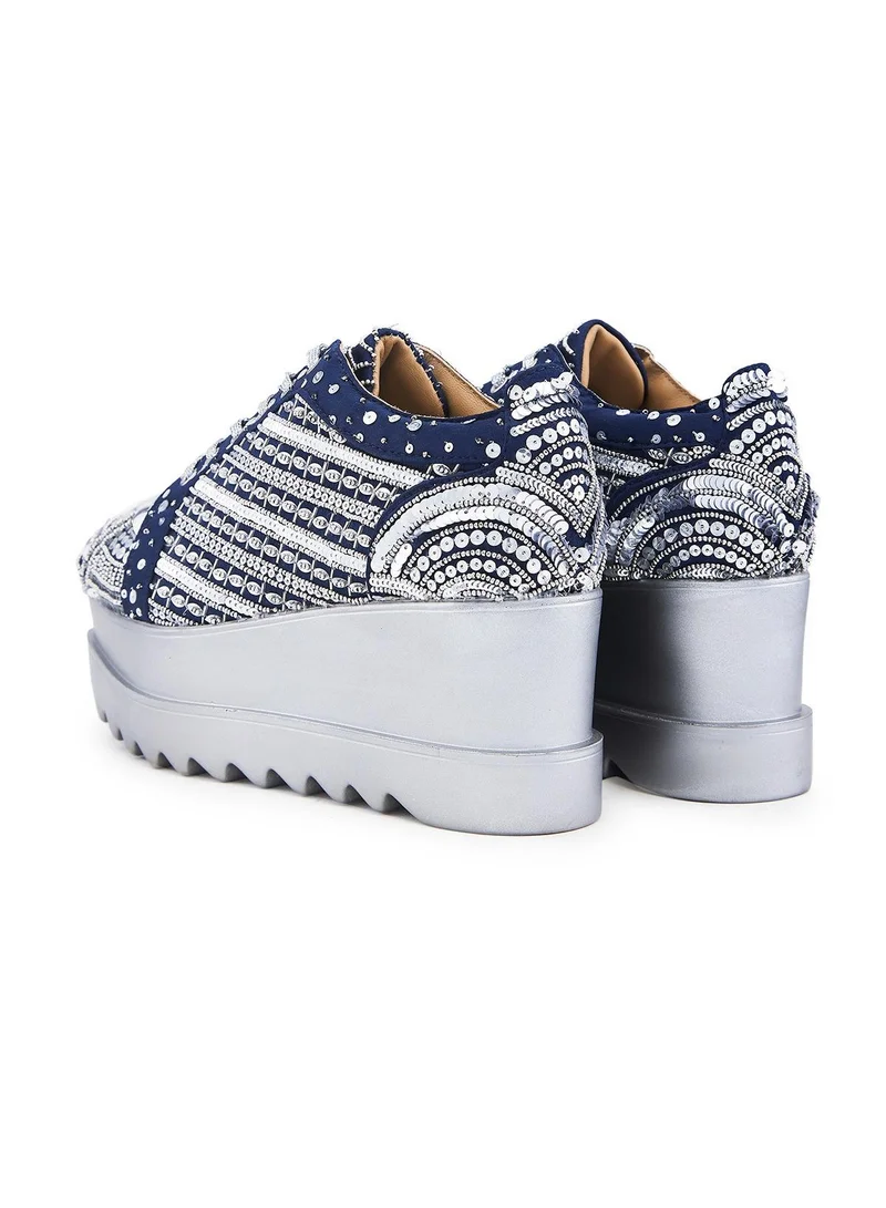 Anaar Anaar Triple Seven WEDGE SNEAKERS, Womens Festive, Special Occasion and Partywear Premium Shoes