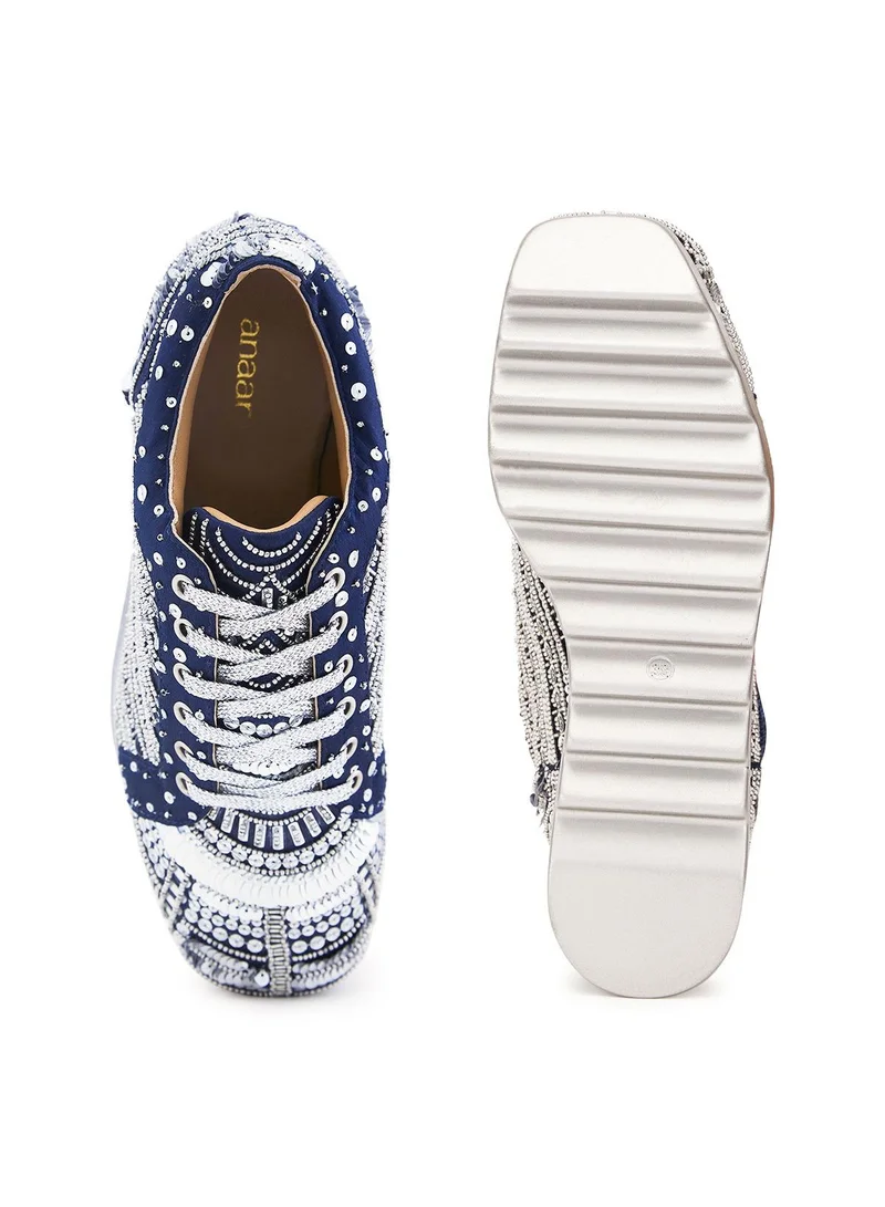 Anaar Anaar Triple Seven WEDGE SNEAKERS, Womens Festive, Special Occasion and Partywear Premium Shoes