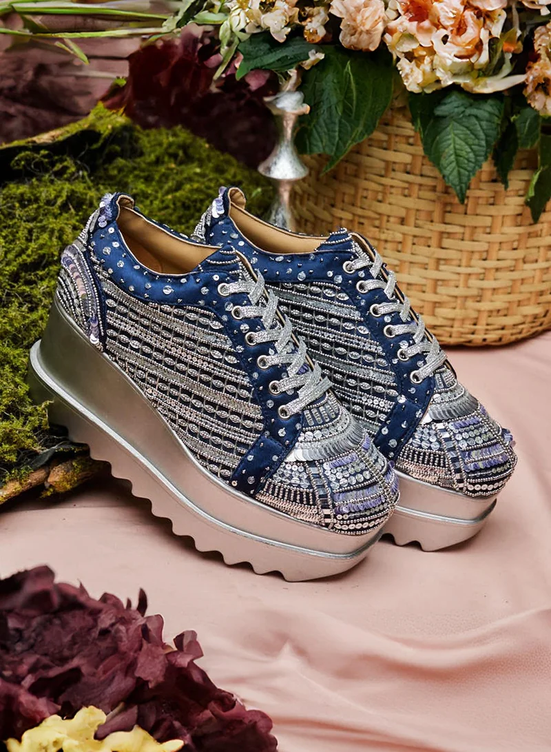 Anaar Anaar Triple Seven WEDGE SNEAKERS, Womens Festive, Special Occasion and Partywear Premium Shoes