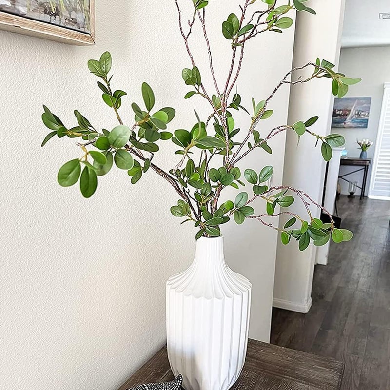 Antspirit 6pcs Artificial Branches Plants Greenery Stems Faux Branches for Vase Plant Artificial Eucalytus Branches Fake Ficus Twig (45"/Each Branch) (6, Green) - Image 2