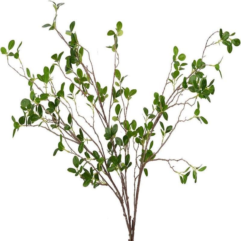 Antspirit 6pcs Artificial Branches Plants Greenery Stems Faux Branches for Vase Plant Artificial Eucalytus Branches Fake Ficus Twig (45"/Each Branch) (6, Green) - Image 1