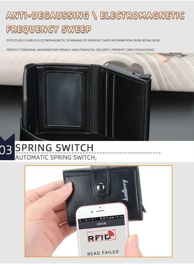 baellerry - New BAELLERRY Men's RFID Blocking Metal Aluminum Alloy Card Holder Wallet with Auto Pop-up Card Slots - Image 1