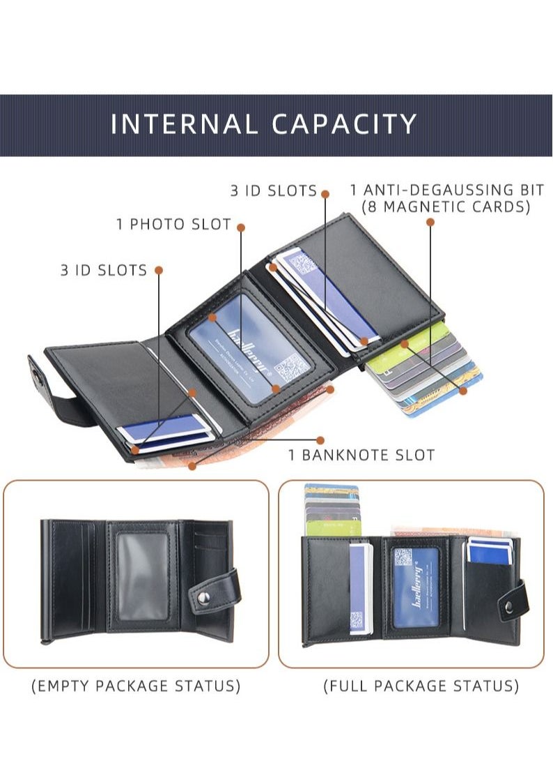 baellerry - New BAELLERRY Men's RFID Blocking Metal Aluminum Alloy Card Holder Wallet with Auto Pop-up Card Slots - Image 1