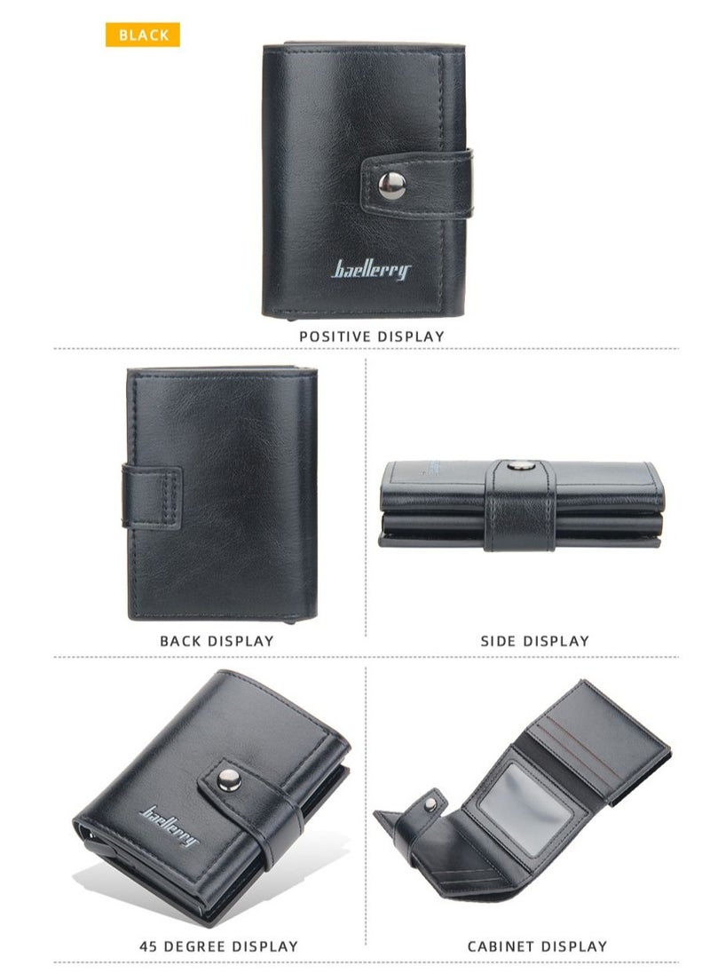 baellerry - New BAELLERRY Men's RFID Blocking Metal Aluminum Alloy Card Holder Wallet with Auto Pop-up Card Slots - Image 1