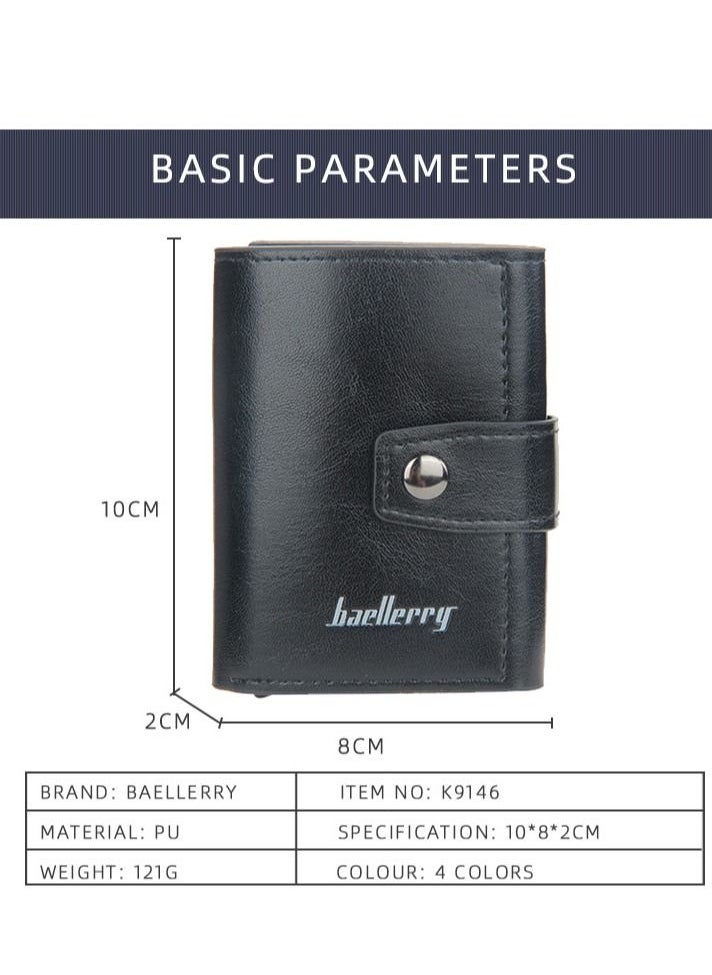 baellerry - New BAELLERRY Men's RFID Blocking Metal Aluminum Alloy Card Holder Wallet with Auto Pop-up Card Slots - Image 1