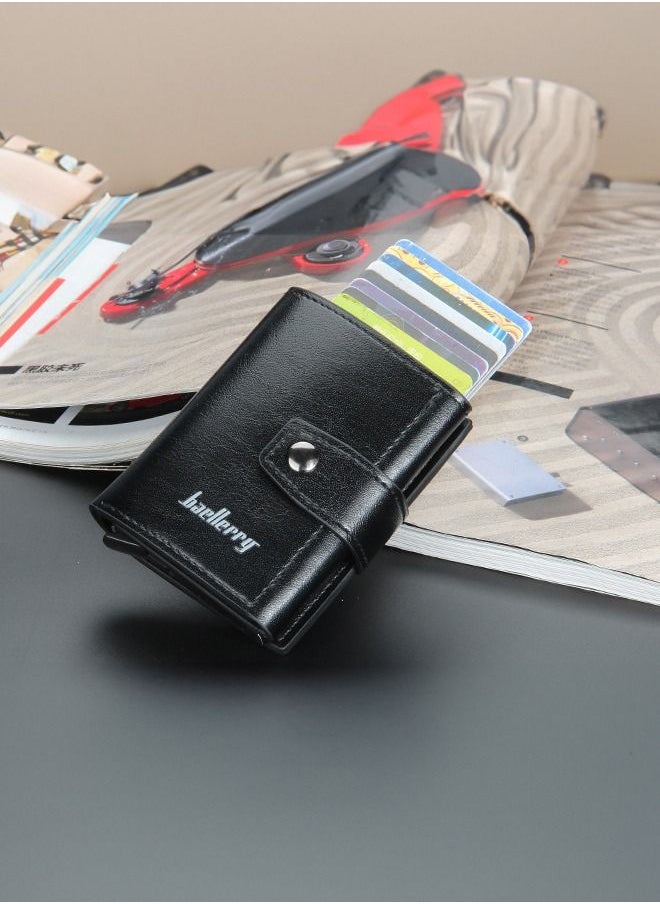 baellerry - New BAELLERRY Men's RFID Blocking Metal Aluminum Alloy Card Holder Wallet with Auto Pop-up Card Slots - Image 1
