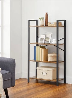 AGD 4-Tier Open Multipurpose Storage Cabinet with Metal Frame, Standing Shelving Unit for Storage and Display, for Living Room, Bedroom, Office, Brown  - Image 3