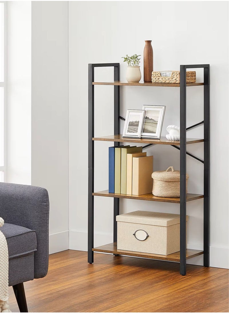 AGD 4-Tier Open Multipurpose Storage Cabinet with Metal Frame, Standing Shelving Unit for Storage and Display, for Living Room, Bedroom, Office, Brown  - Image 3