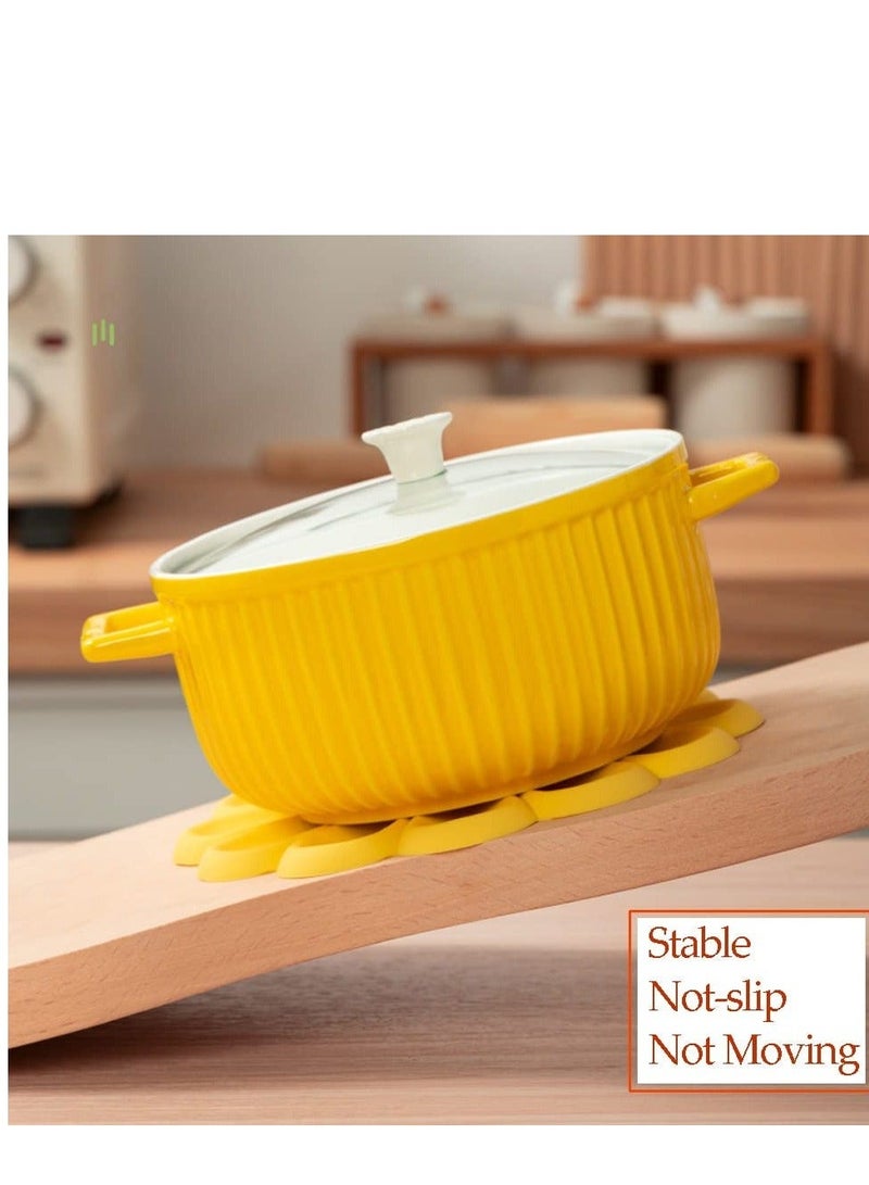 Y&D Silicone Trivet Mats Cute Flower Design Heat Resistant Non Slip Hot Pads Food Grade BPA Free Drink Coasters for Dishes Plate Coffee Mug Cup Tabletop Protection Gifts 4PCS  - Image 3