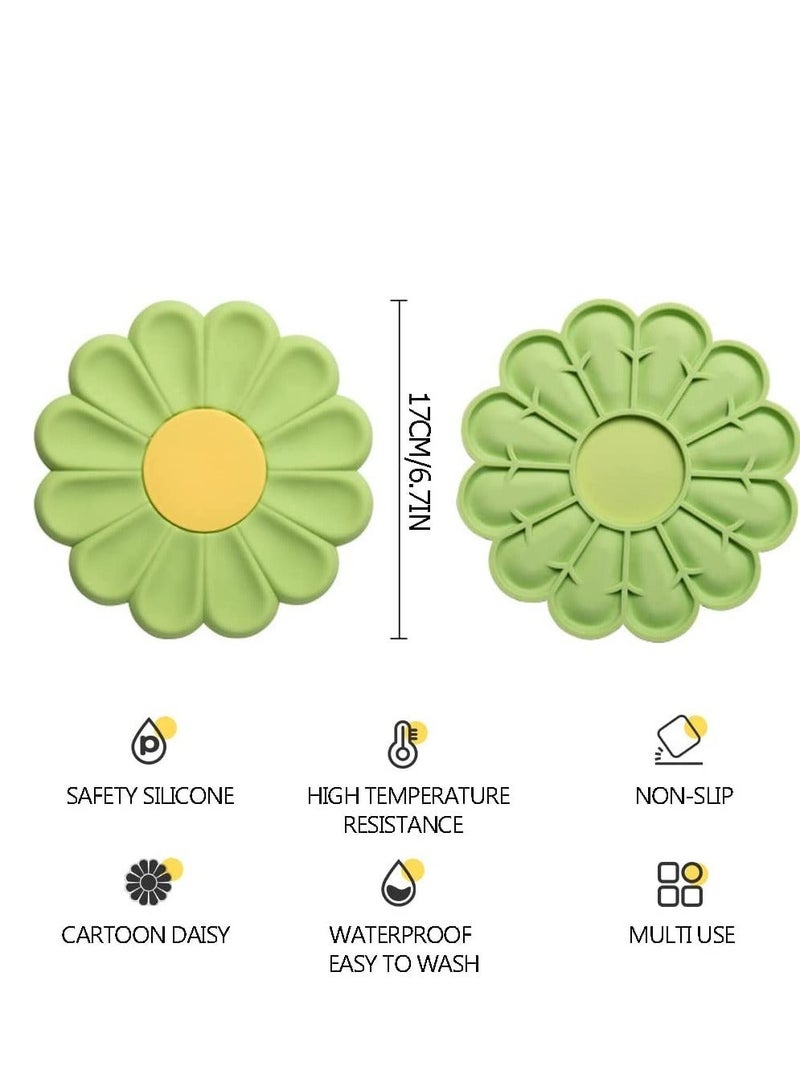 Y&D Silicone Trivet Mats Cute Flower Design Heat Resistant Non Slip Hot Pads Food Grade BPA Free Drink Coasters for Dishes Plate Coffee Mug Cup Tabletop Protection Gifts 4PCS  - Image 2